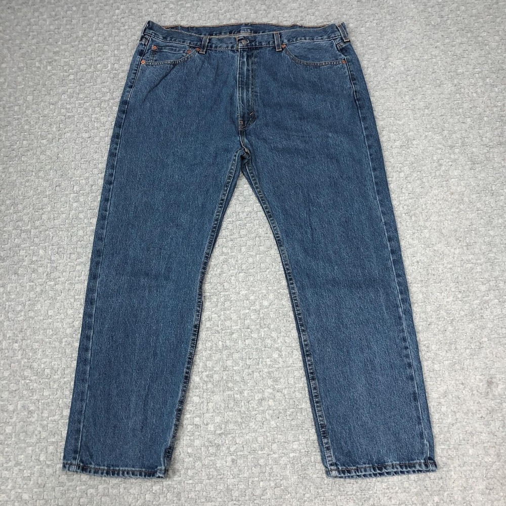 Levis 505 Jeans Mens 42x30 Blue Medium Wash Straight Leg Denim Pants Casual Norm